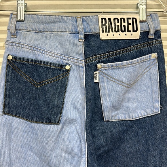 The Ragged Priest Quarter Panel Colorblock Mom Light Blue Indigo Jeans - Picture 4 of 12